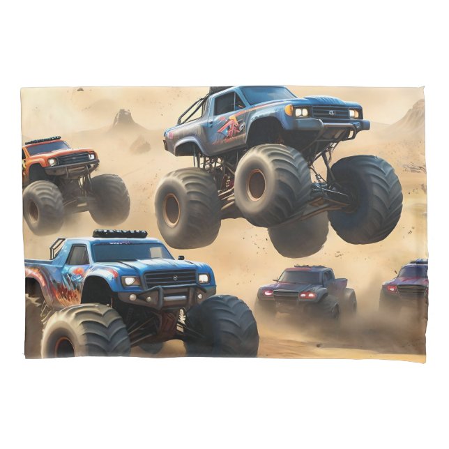 Housse D'oreillers Monster Trucks Courant Dans Le Désert, (devant)