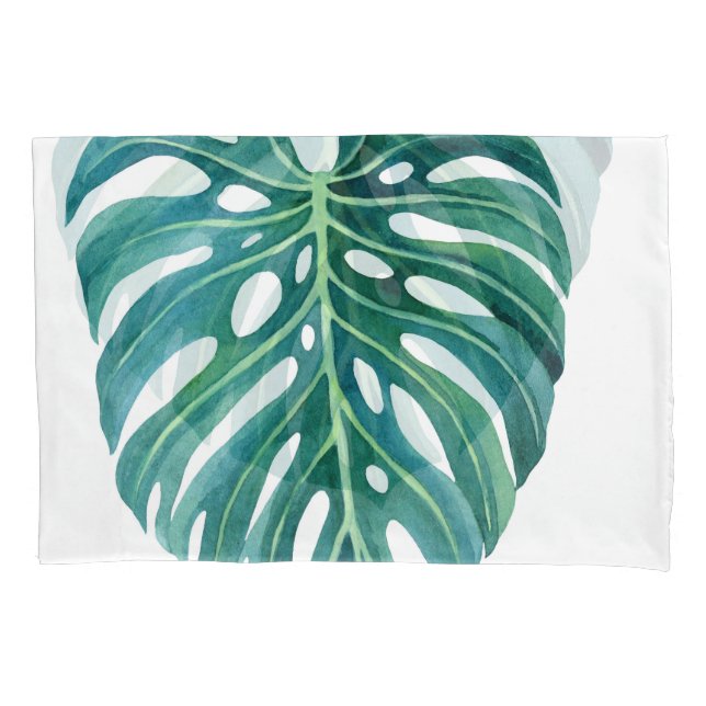 Housse D'oreillers Monstera feuilles, illustration de feuillage tropi (devant)
