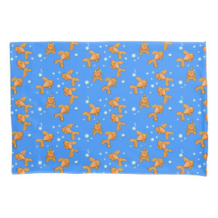 Housse D'oreillers Morceau de poisson rouge orange mignon sur dessin