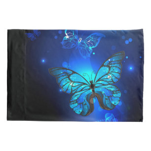 Housse D'oreillers Morpho Butterfly in the Dark Background