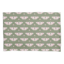 Moths roses motif sur sauge vert