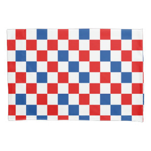 Housse D'oreillers Motif à carreaux rouge blanc bleu 