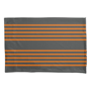 Housse D'oreillers Motif à cinq bandes Burnt orange et charbon de boi