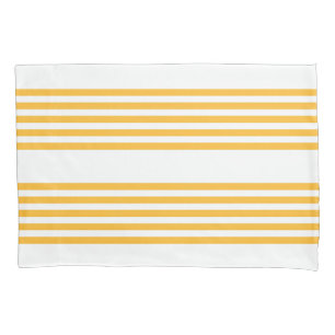 Housse D'oreillers Motif à cinq bandes jaune et blanc ensoleillé