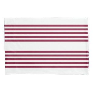 Housse D'oreillers Motif à cinq bandes rouge et blanc bordeaux