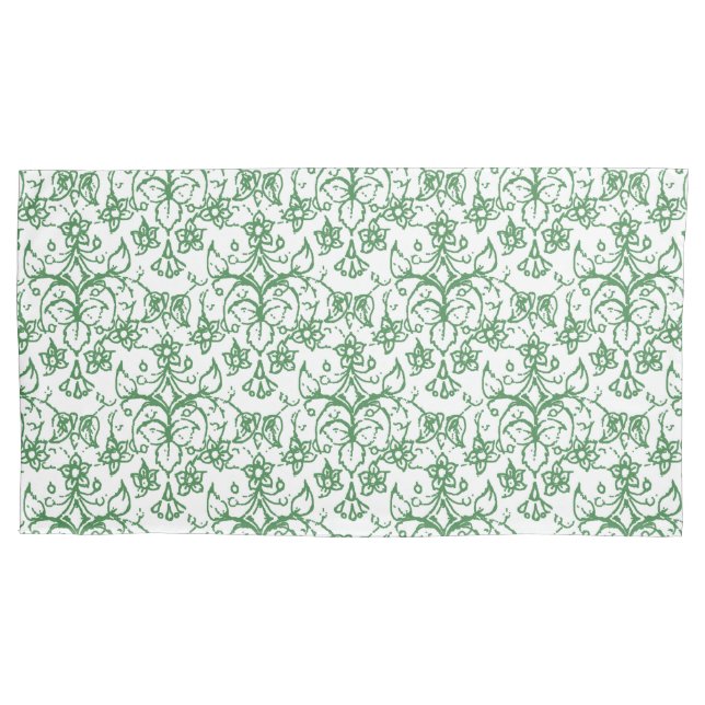Housse D'oreillers Motif à dentelle florale blanc vert (devant-gauche)