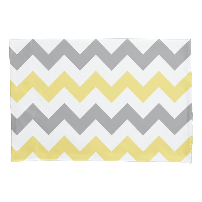 Housse D'oreillers Motif à la mode gris-jaune Chevron (devant)