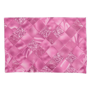 Housse D'oreillers Motif à tissage Carré rose chaud