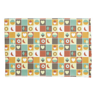 Housse D'oreillers Motif Abstrait rétro géométrique Brown jaune bleu