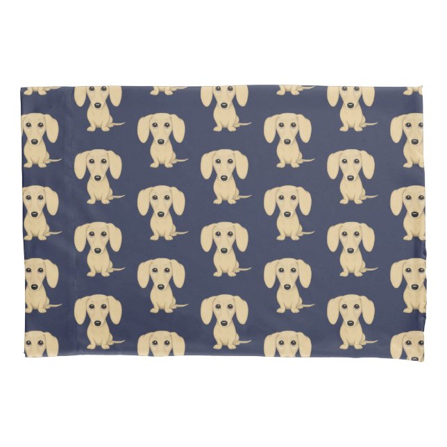 Housse D'oreillers Motif aux cheveux courts crème de teckel (devant)