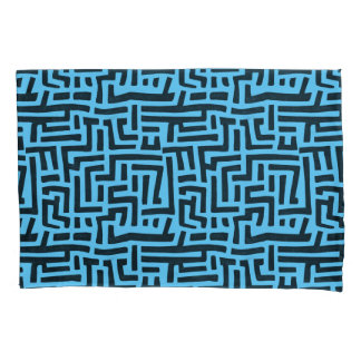 Housse D'oreillers Motif bleu et noir | Motif de Maze géométrique