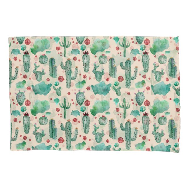 Housse D'oreillers motif cactus et ladybug - arrière - plan beige (devant)