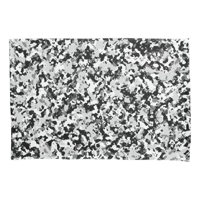 Housse D'oreillers Motif Camouflage noir gris blanc arctique (devant)