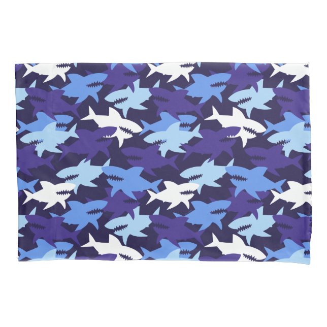 Housse D'oreillers Motif Camouflage requins bleus (devant)