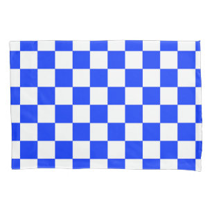 Housse D'oreillers Motif chèque À damiers blanc bleu