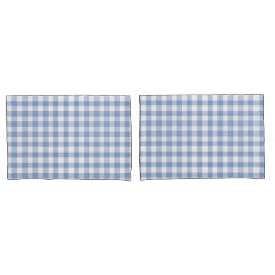 Housse D'oreillers Motif classique En vichy bleu coché