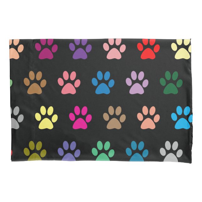Housse D'oreillers Motif coloré de pattes de chiot (devant)