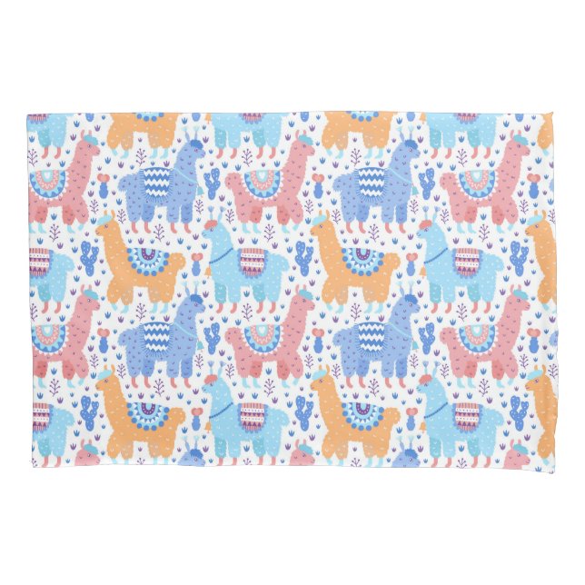 Housse D'oreillers Motif coloré lumineux d'alpaga (devant-gauche)