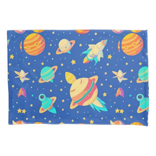 Housse D'oreillers Motif coloré sur le thème de l'espace avec des pla