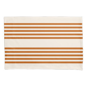 Housse D'oreillers Motif couleur orange brun et beige cinq rayures