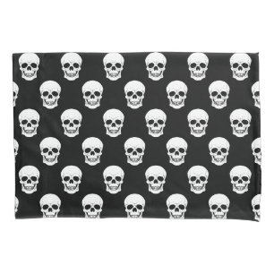 Housse D'oreillers Motif crâne tête noir et blanc drôle Halloween