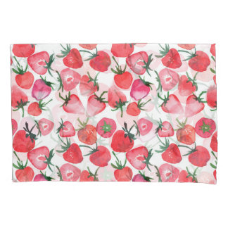 Housse D'oreillers Motif d'aquarelle aux fraises rouges juteuses