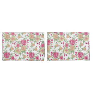 Housse D'oreillers Motif d'aquarelle vintage rouge et jaune  