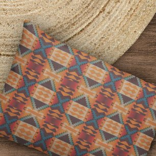 Housse D'oreillers Motif d'art Turquoise bleu orange Brown rouge trib