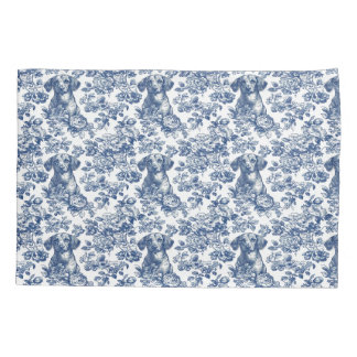 Housse D'oreillers Motif Daschund Dog Blue Toile