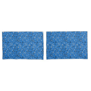 Housse D'oreillers Motif de Bandana Retro Blue Paisley