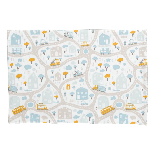 Housse D'oreillers Motif de carte de quartier de Cute Pastel (devant)