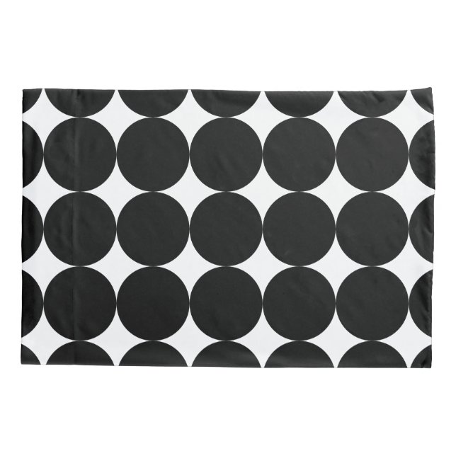 Housse D'oreillers Motif de cercle géométrique noir blanc rétro (Dos)