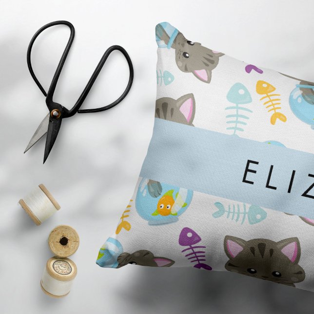 Housse D'oreillers Motif De Chats, Chats Mignons, Chatons, Votre Nom (Créateur téléchargé)