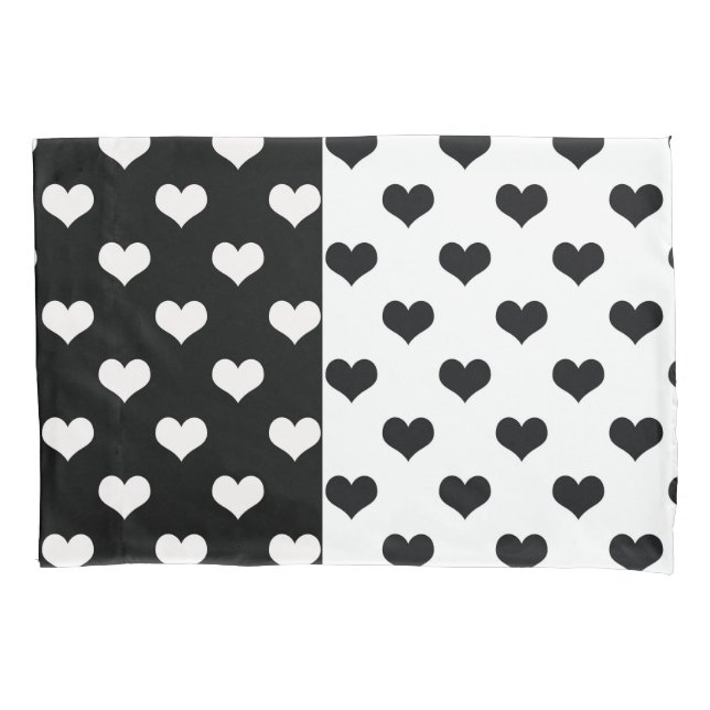 Housse D'oreillers Motif de coeur Black White Love (devant)