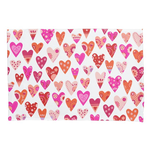 Housse D'oreillers Motif de coeur Rouge rose moderne (devant-gauche)