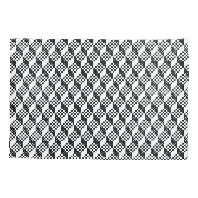 Housse D'oreillers motif de cubes croix noir et blanc 3D (Dos-gauche)
