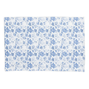 Housse D'oreillers Motif de damier en feuille de saule bleu et blanc