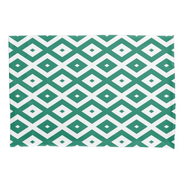 Housse D'oreillers Motif de diamant vert et blanc (devant)