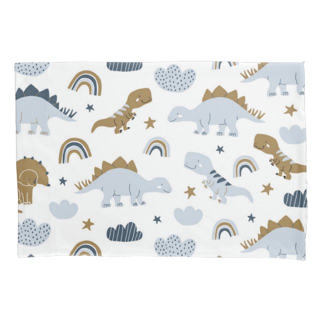 Housse D'oreillers Motif de dinosaure arc-en-ciel mignon (devant)