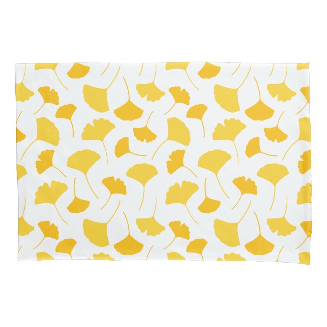 Housse D'oreillers Motif de feuilles de Ginkgo jaune (devant-gauche)