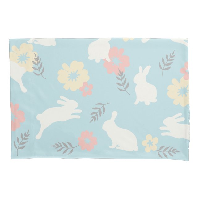 Housse D'oreillers Motif de fleurs de lapins mignons (devant)