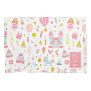 Housse D'oreillers Motif de la soirée Unicorn rose Monogrammed Girls