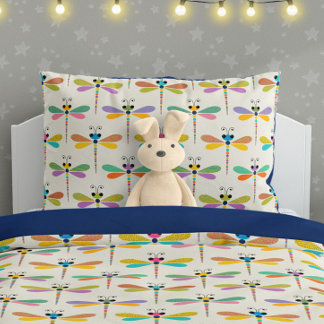 Housse D'oreillers Motif de libellule mignonne sur crème
