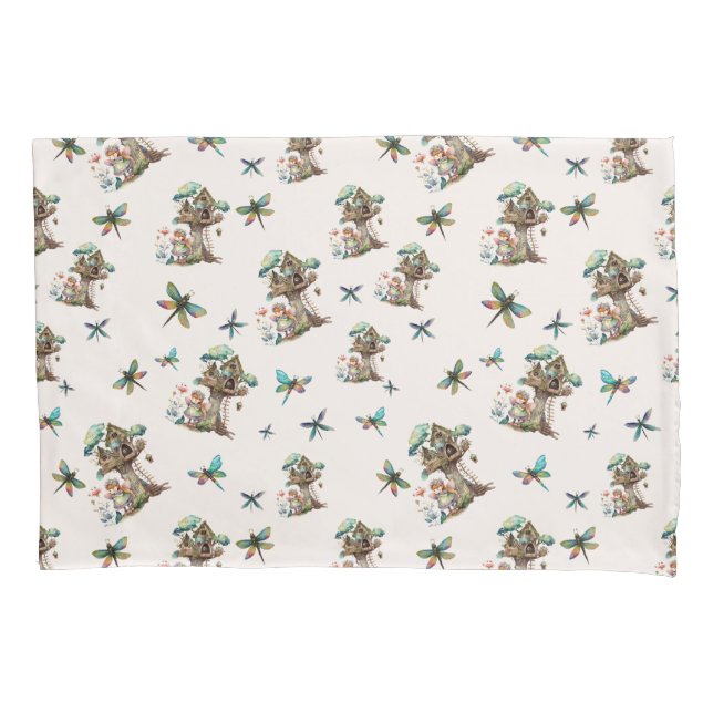 Housse D'oreillers Motif de libellules de bois magique (devant)