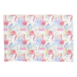 Housse D'oreillers Motif de licorne et de Pegasus d'aquarelle