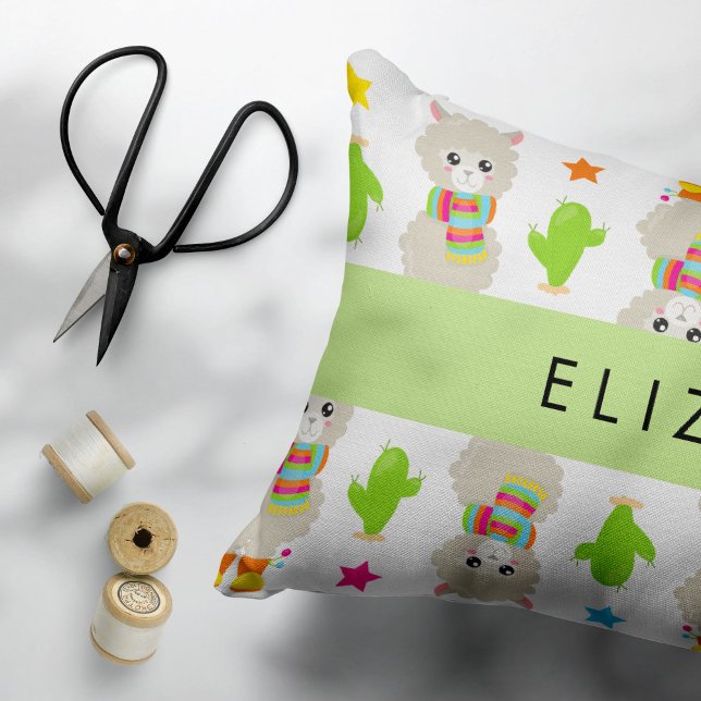 Housse D'oreillers Motif De Llamas, Alpacas, Cactus, Votre Nom (Créateur téléchargé)