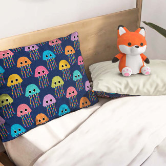 Housse D'oreillers Motif de méduse mignon sur fond bleu