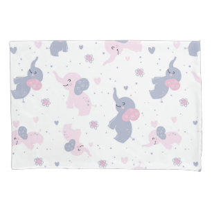 Housse D'oreillers Motif de mignons éléphants de caricature