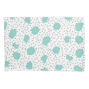 Housse D'oreillers Motif de points Abstraits noir et bleu Aqua