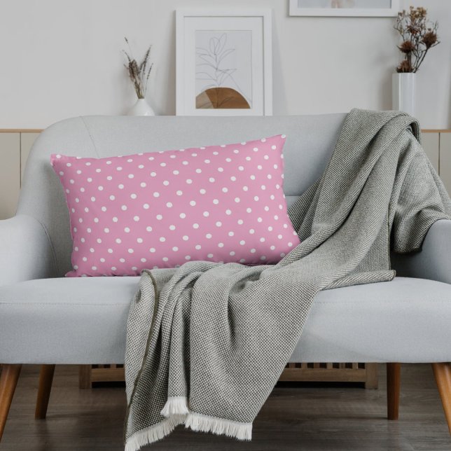 Housse D'oreillers Motif de points Polka rose et blanc (Créateur téléchargé)